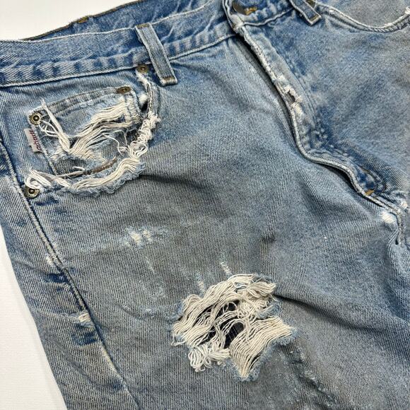 Vintage Carhartt Destroyed Distressed Flannel Lined Workwear Jeans 34 x 36 - Picture 2 of 12